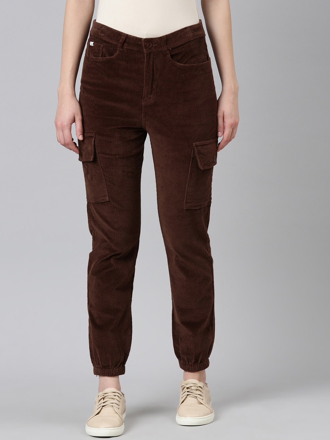 

SHOWOFF Women Slim Fit High-Rise Joggers, Brown