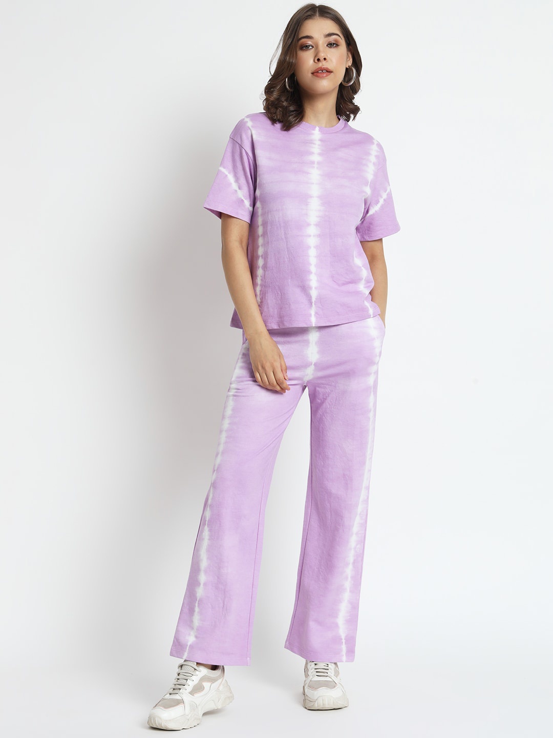 

VividArtsy Tie & Dye Dyed T-Shirt With Trousers, Purple