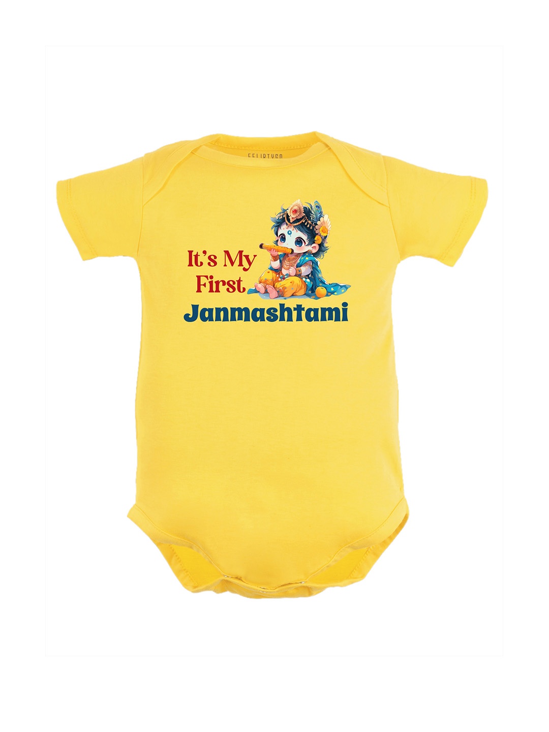 

FFLIRTYGO Infant Kids Janmashtmi Print Pure Cotton Bodysuit, Yellow