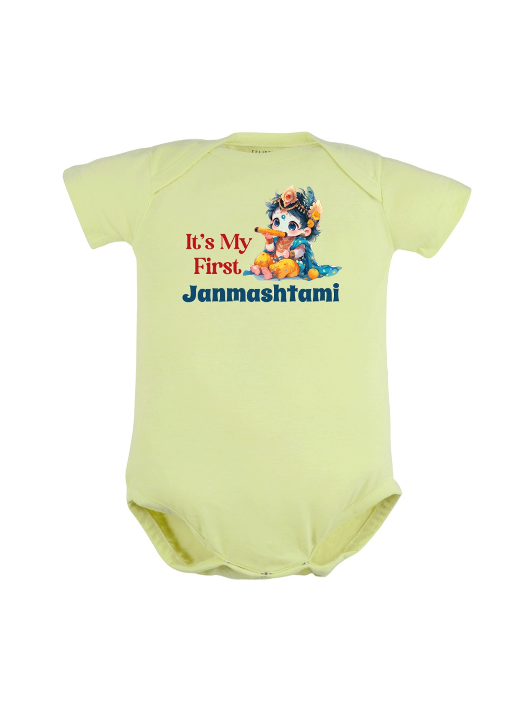 

FFLIRTYGO Infant Kids Janmashtmi Print Pure Cotton Bodysuit, Green