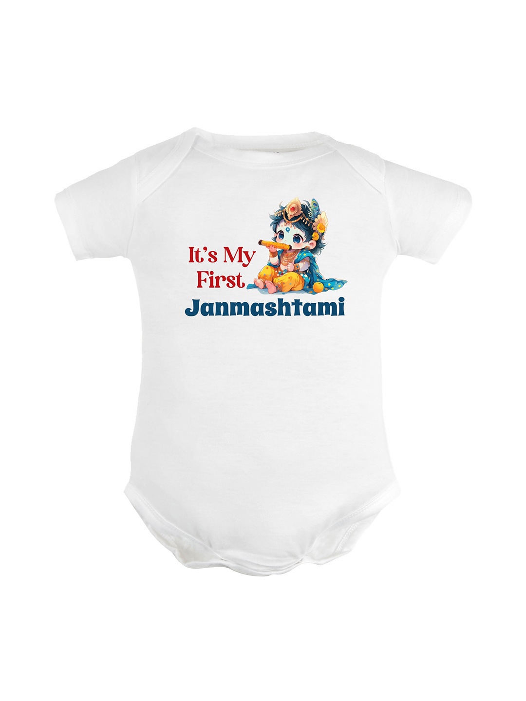 

FFLIRTYGO Infant Kids Janmashtmi Print Pure Cotton Bodysuit, White