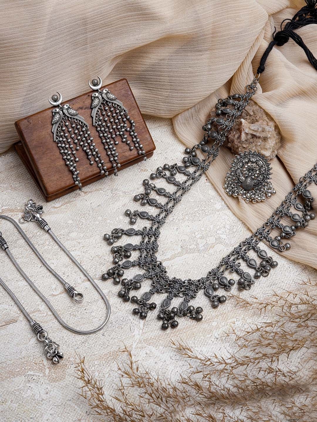 

TEEJH Silver-Plated Oxidized Jewelry Set