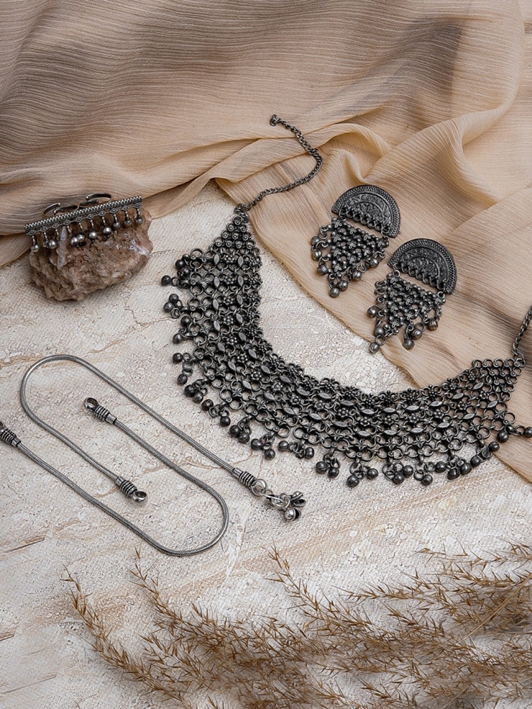 

TEEJH Silver-Plated Oxidized Jewelry Gift Set