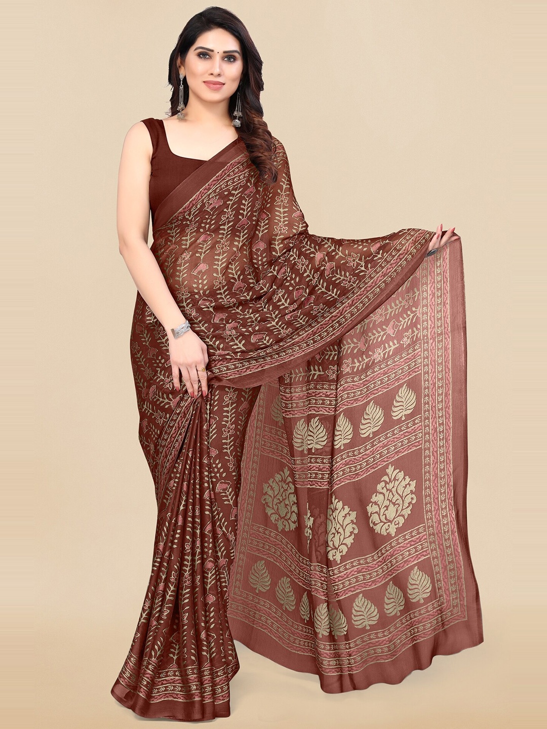 

KALINI Floral Printed Saree, Maroon