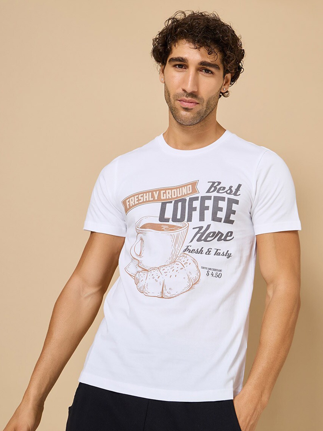 

Styli Typography Printed Cotton T-shirt, Navy blue