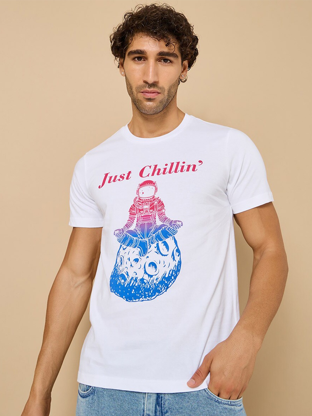 

Styli Typography Printed Cotton T-shirt, White