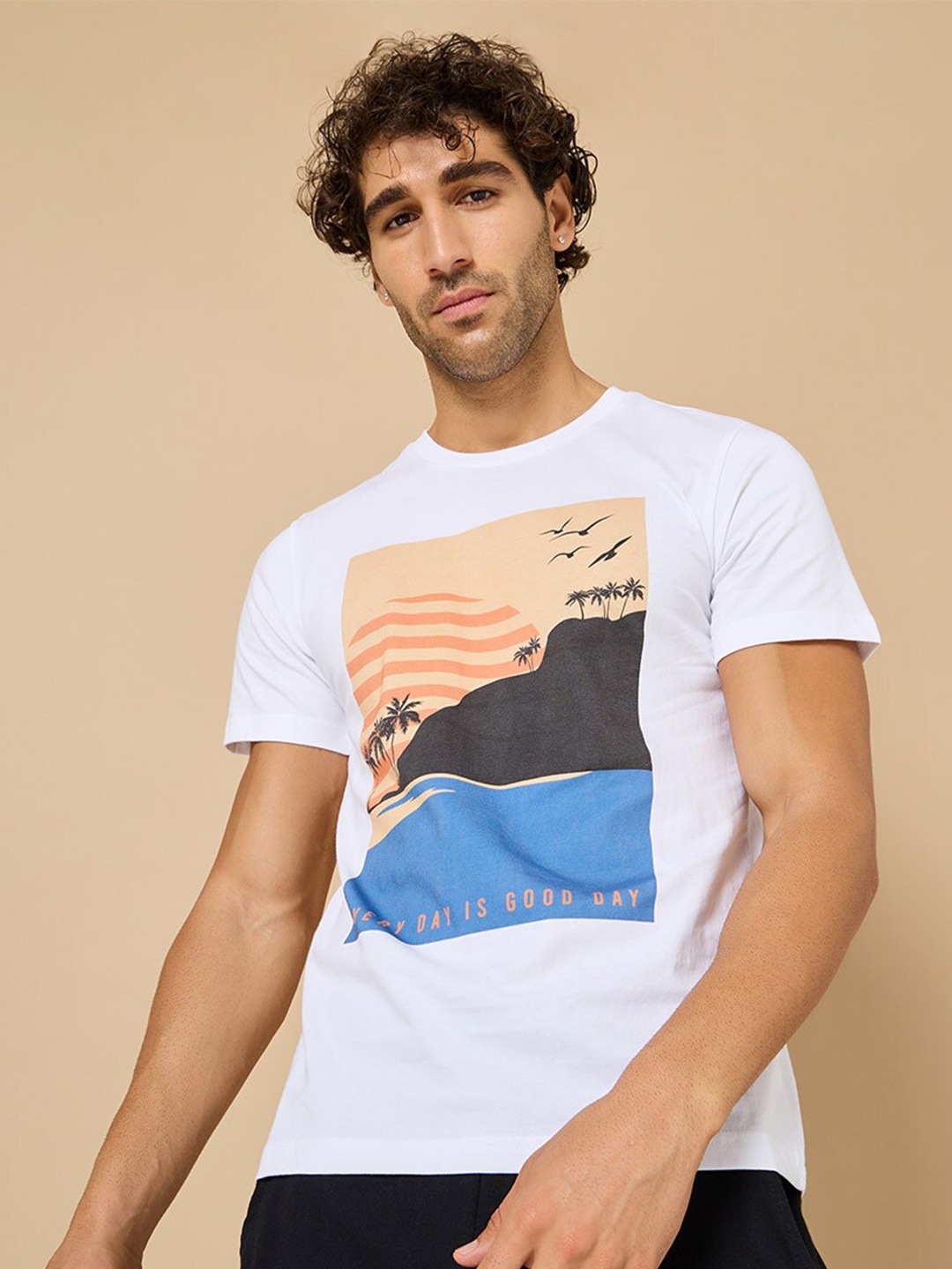 

Styli Graphic Printed Cotton T-shirt, White