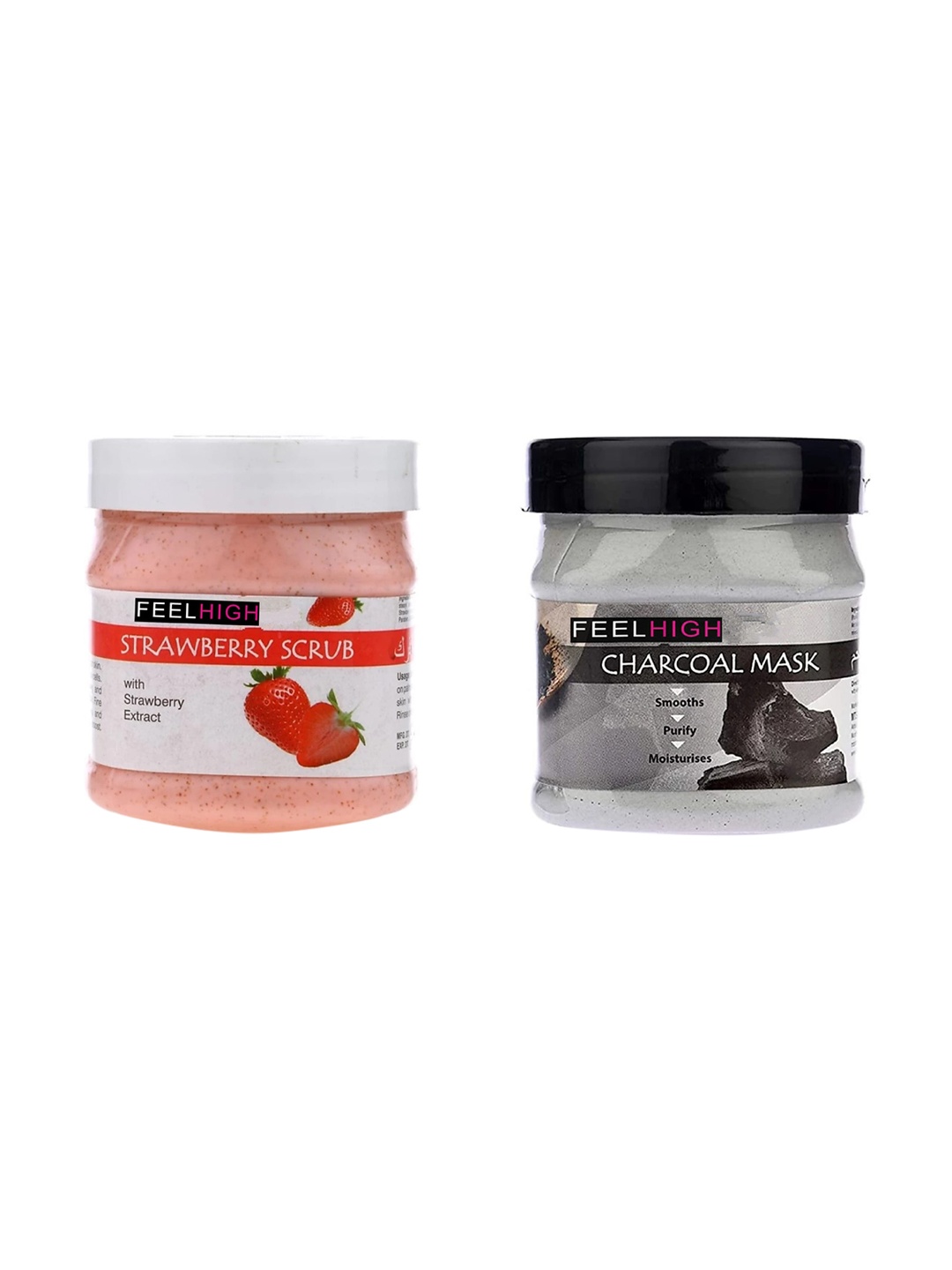 FEELHIGH Strawberry Face Scrub & Charcoal Face Mask 1000gm, Multi