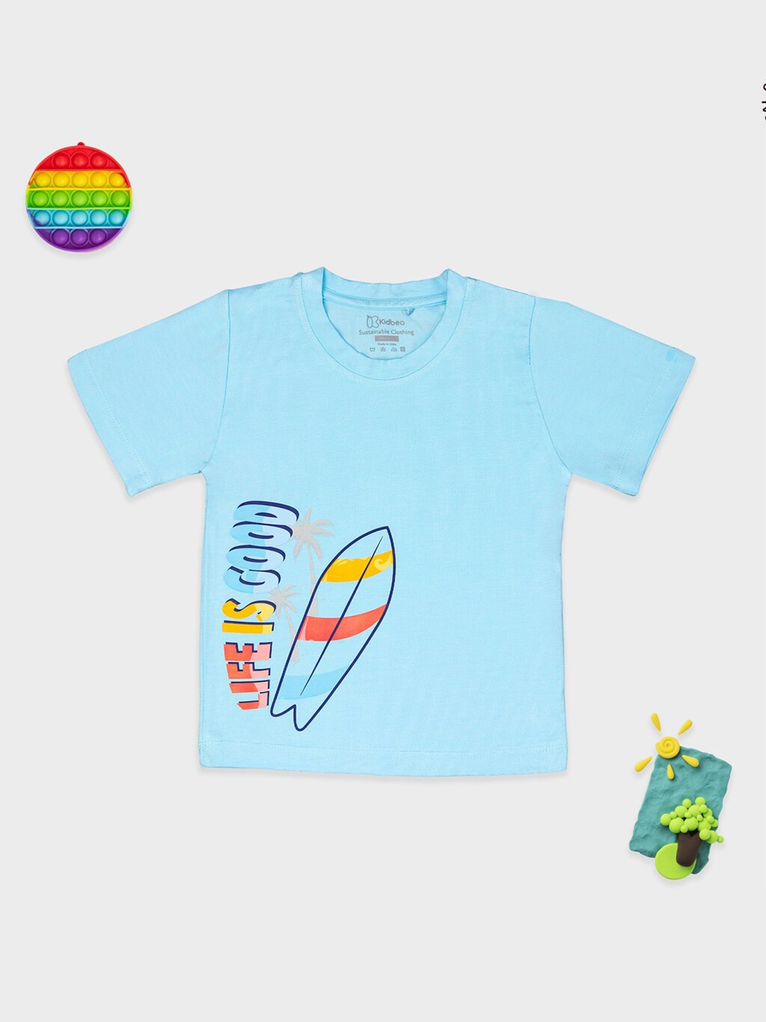 

Kidbea Boys Typography Printed Bamboo Casual T-shirt, Blue
