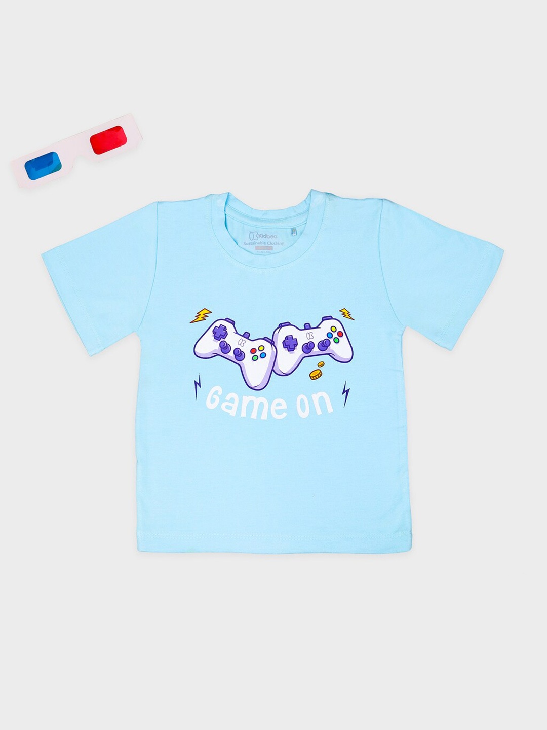 

Kidbea Boys Graphic Printed Bamboo T-shirt, Blue