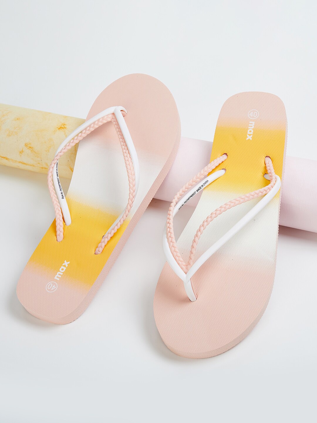 

max Women Printed Thong Flip-Flops, Orange