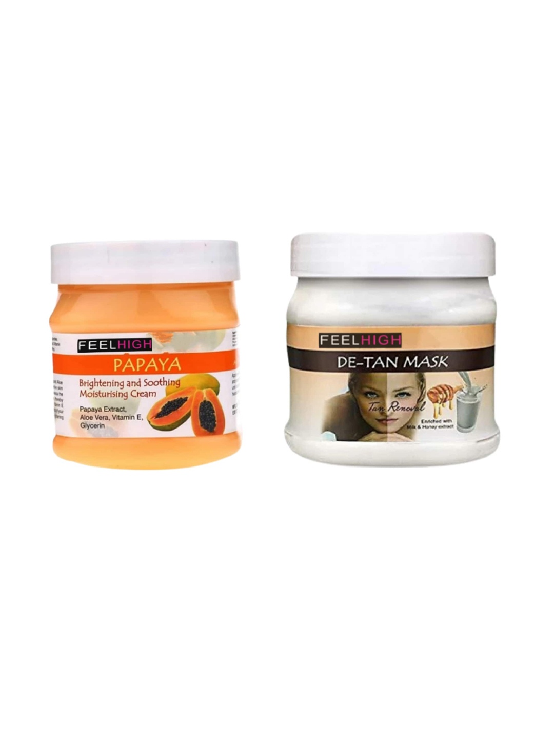 FEELHIGH Papaya Cream & De tan Mask 500ml each, Multi