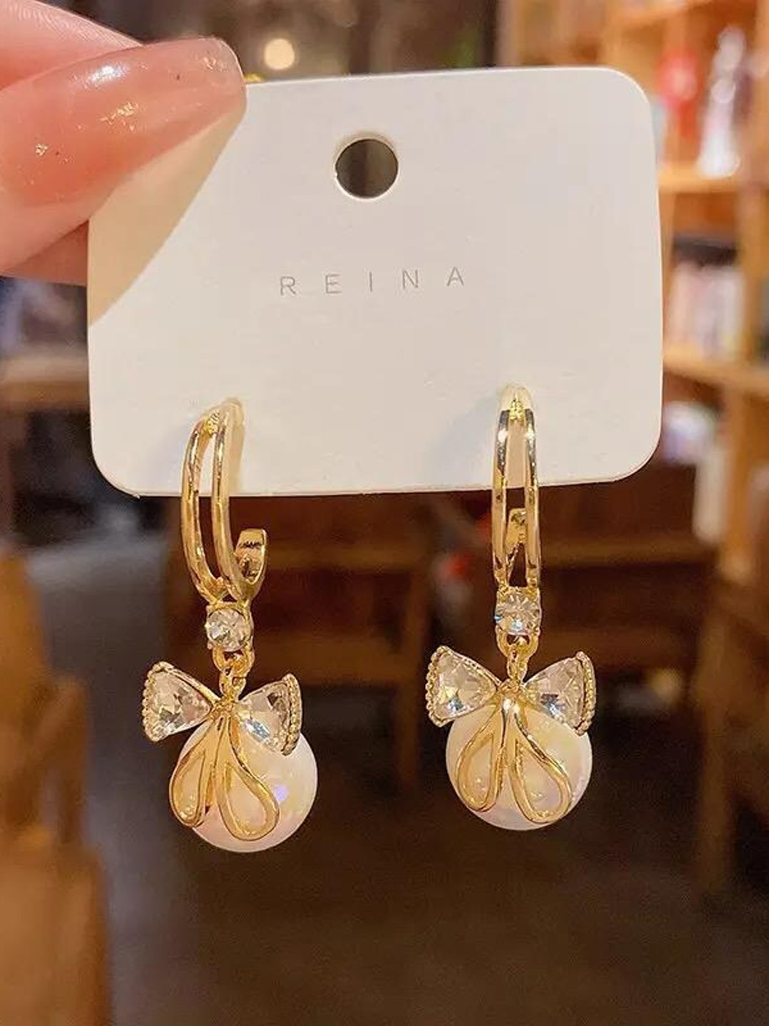 

VIEN Contemporary Drop Earrings, Gold
