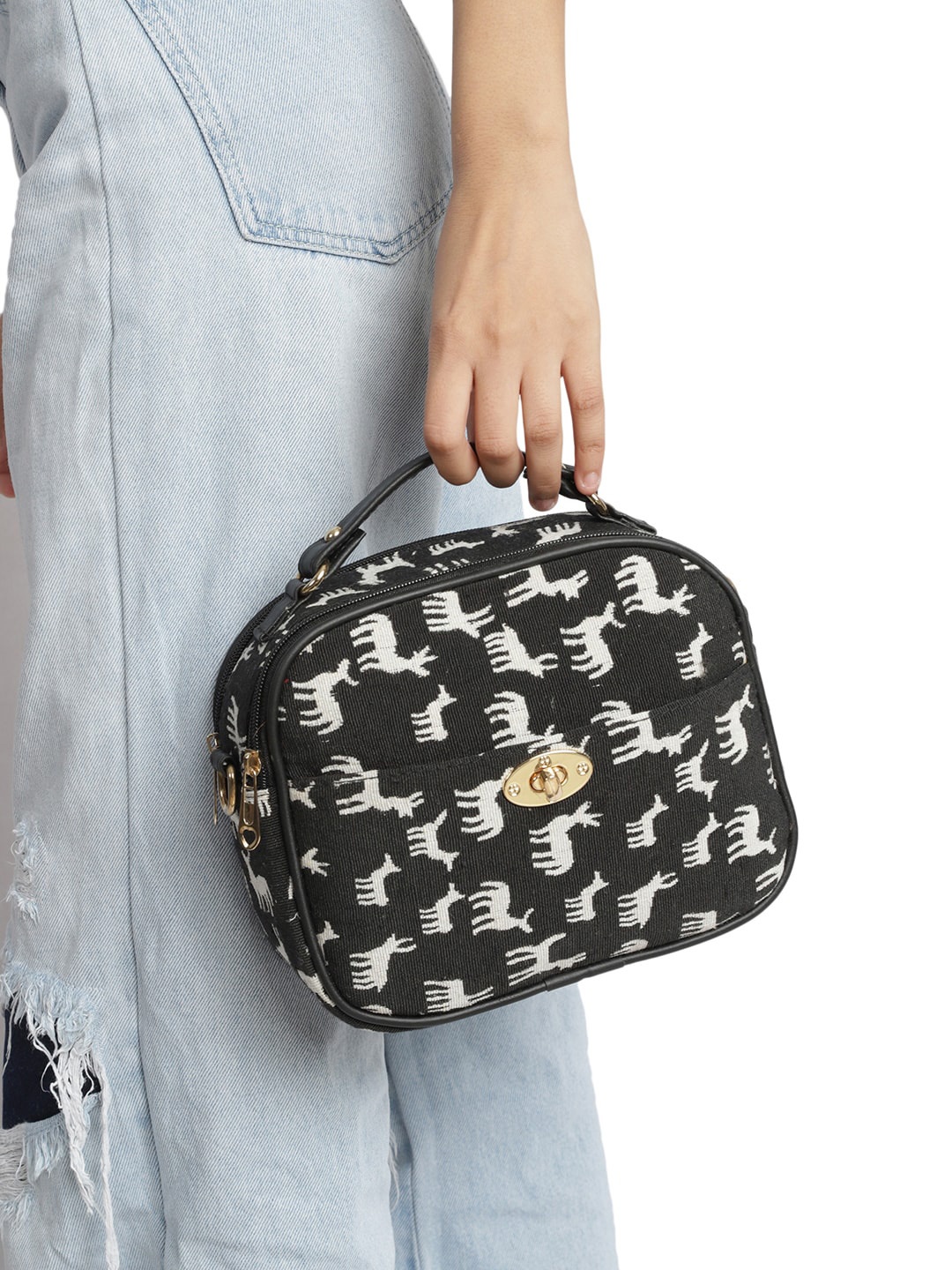 

MINI WESST Printed Handheld Bag, Black