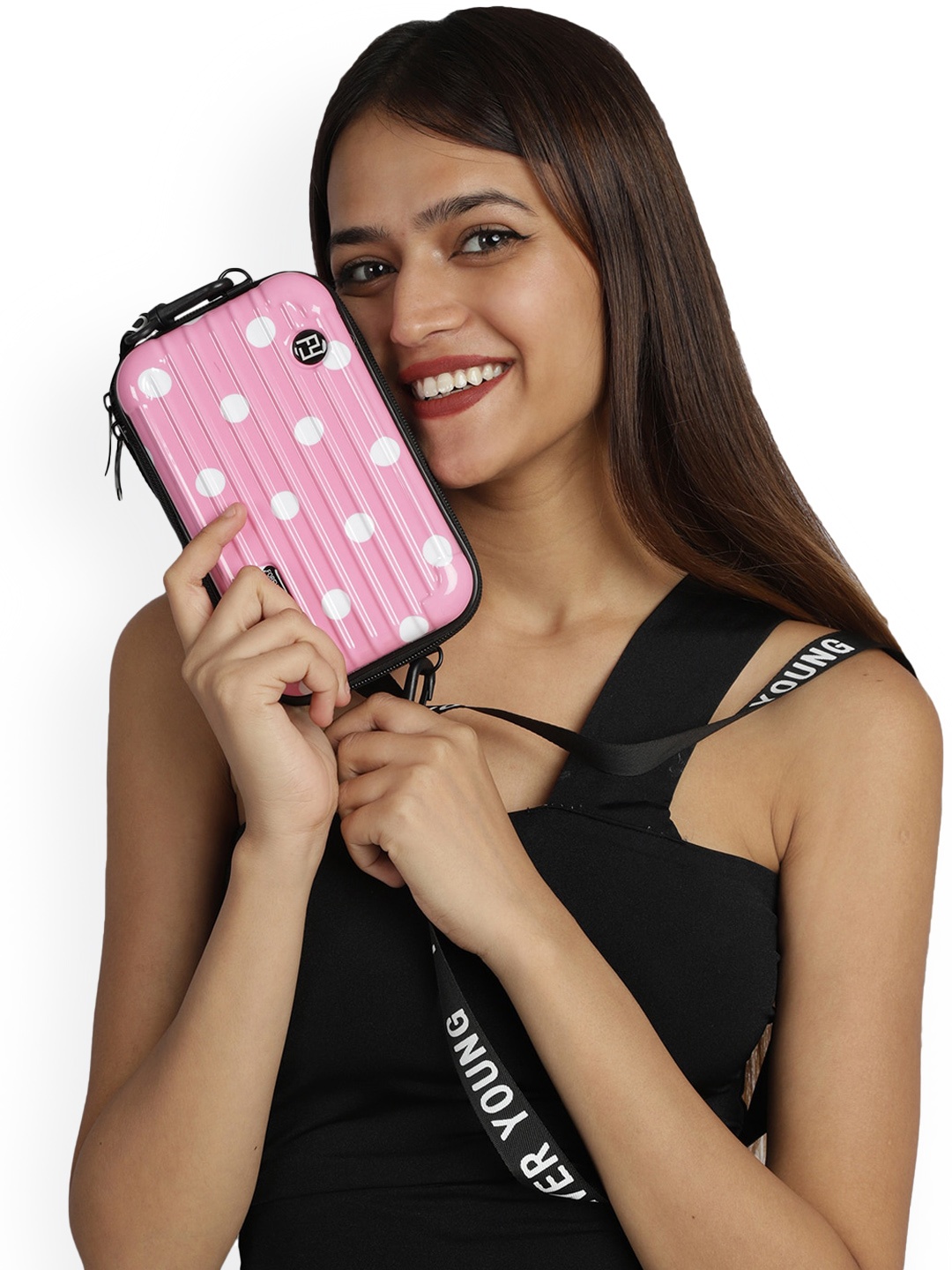 

MINI WESST Printed Structured Sling Bag, Pink