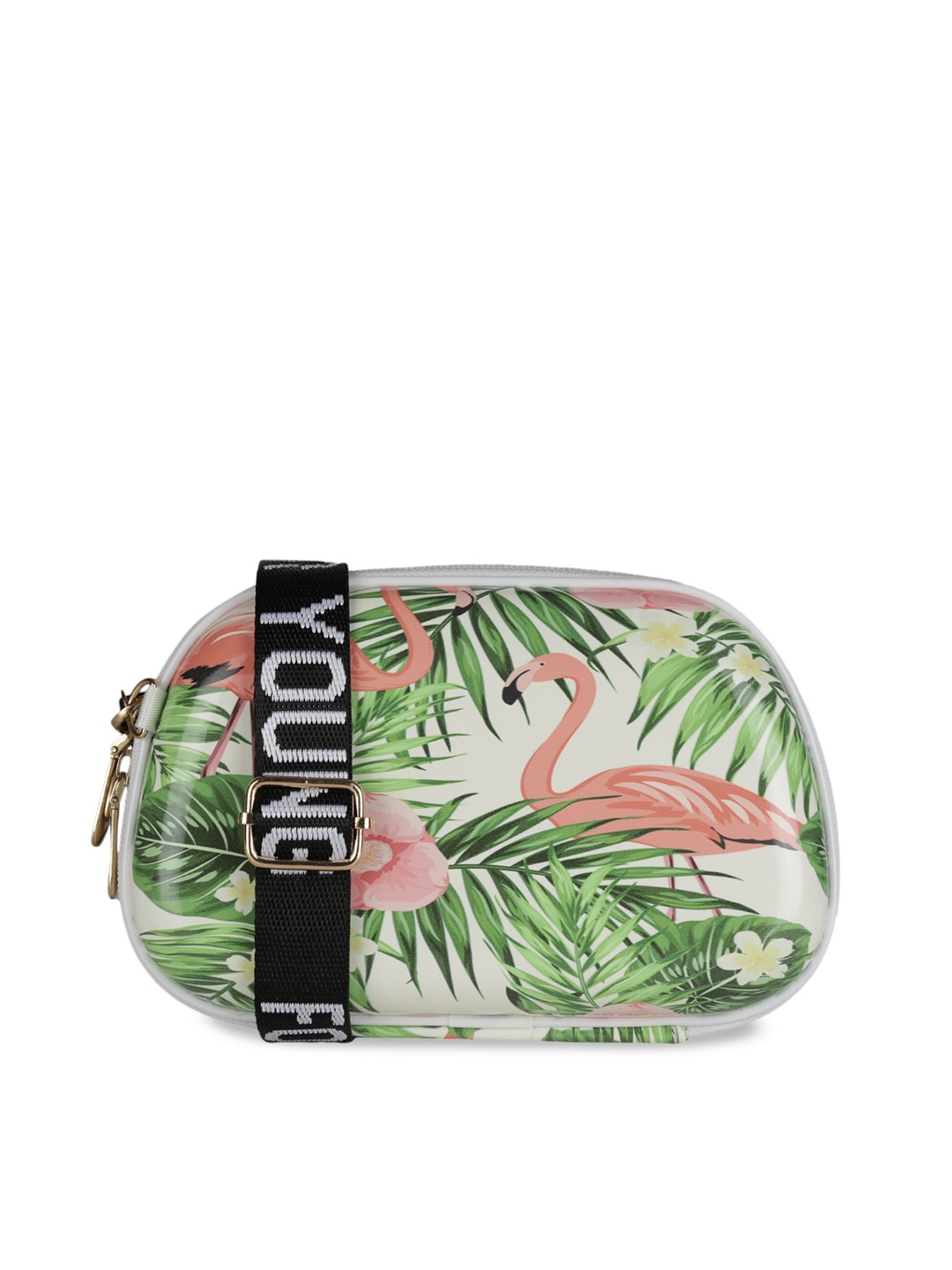 

MINI WESST Floral Printed Structured Sling Bag, White