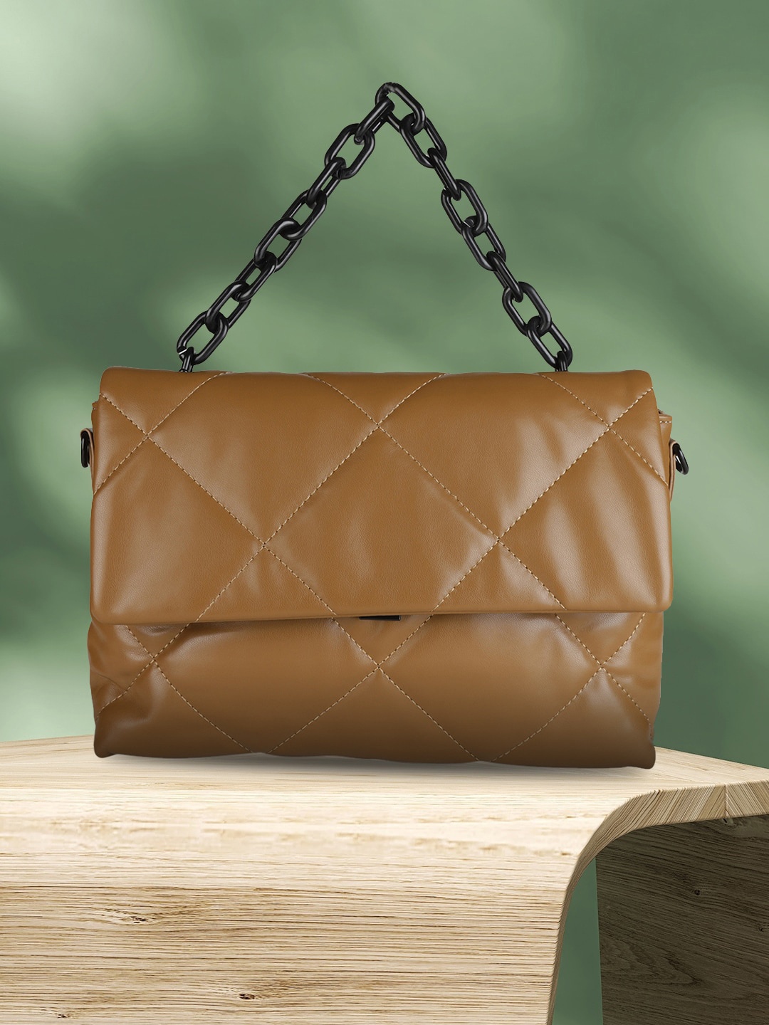 

MINI WESST Textured PU Structured Sling Bag, Brown