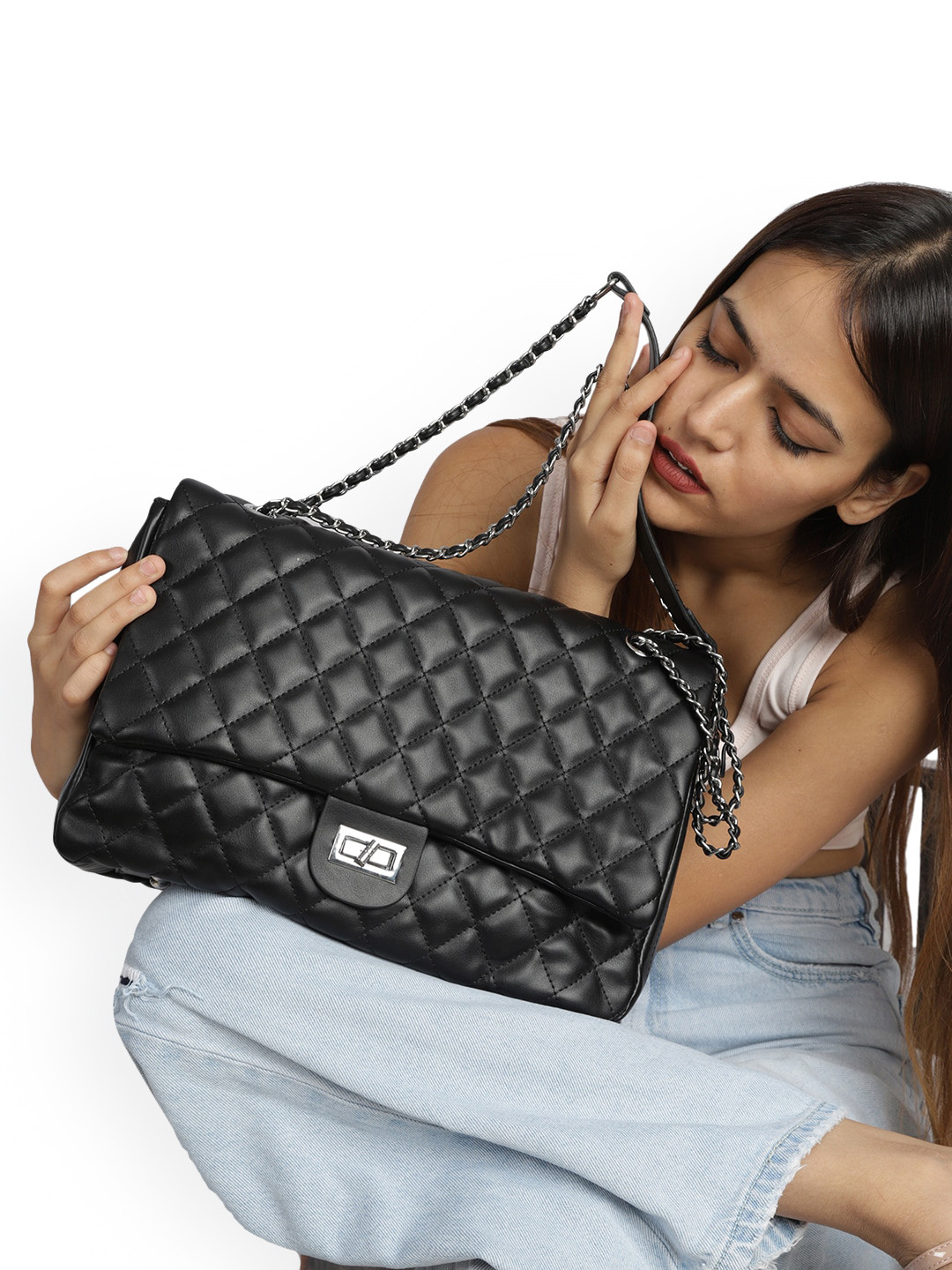 

MINI WESST Textured Structured Sling Bag, Black