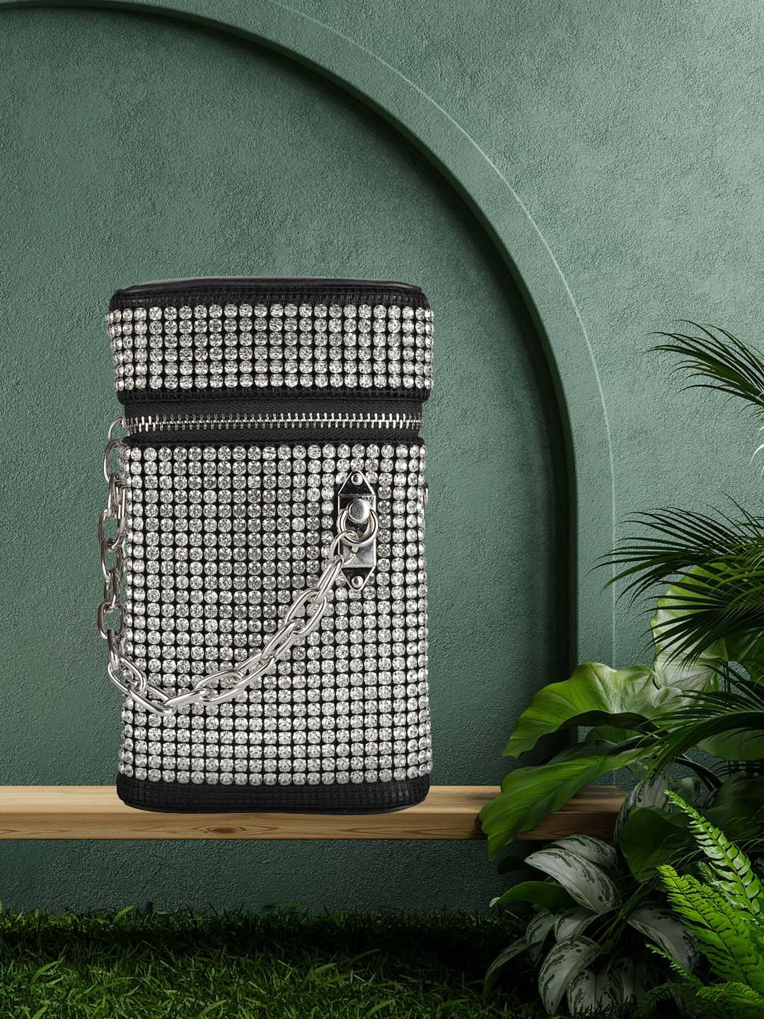 

MINI WESST Embellished Structured Sling Bag, Silver