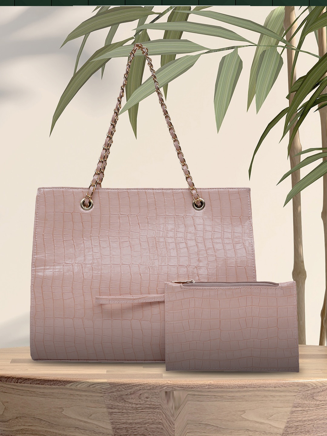 

MINI WESST Textured Structured Tote Bag, Pink