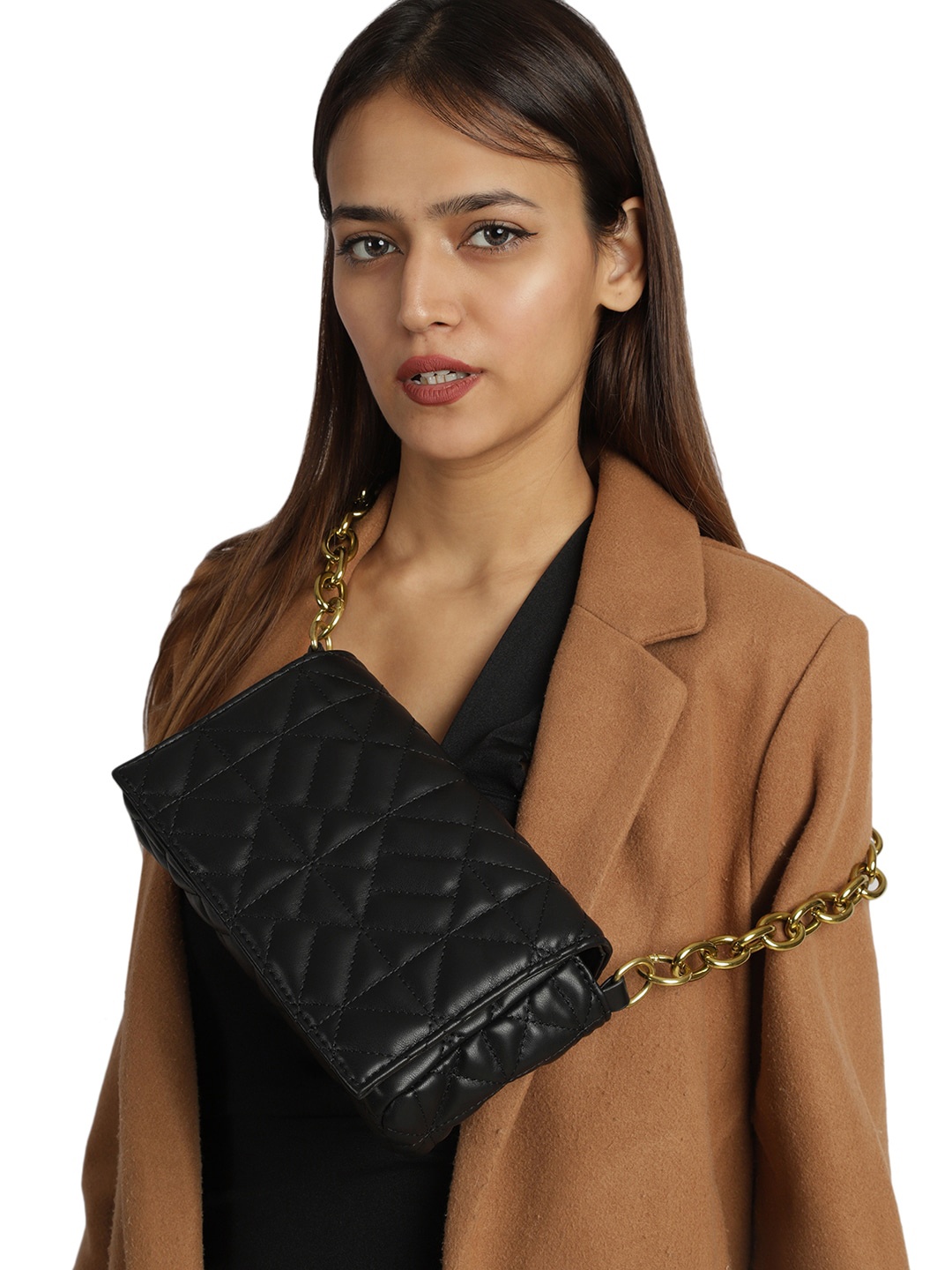 

MINI WESST Structured Sling Bag with Quilted, Black