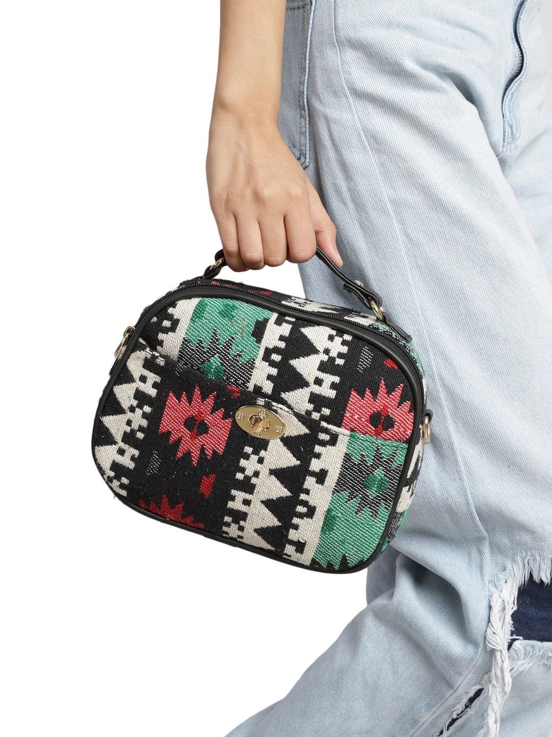 

MINI WESST Printed Handheld Bag, Black