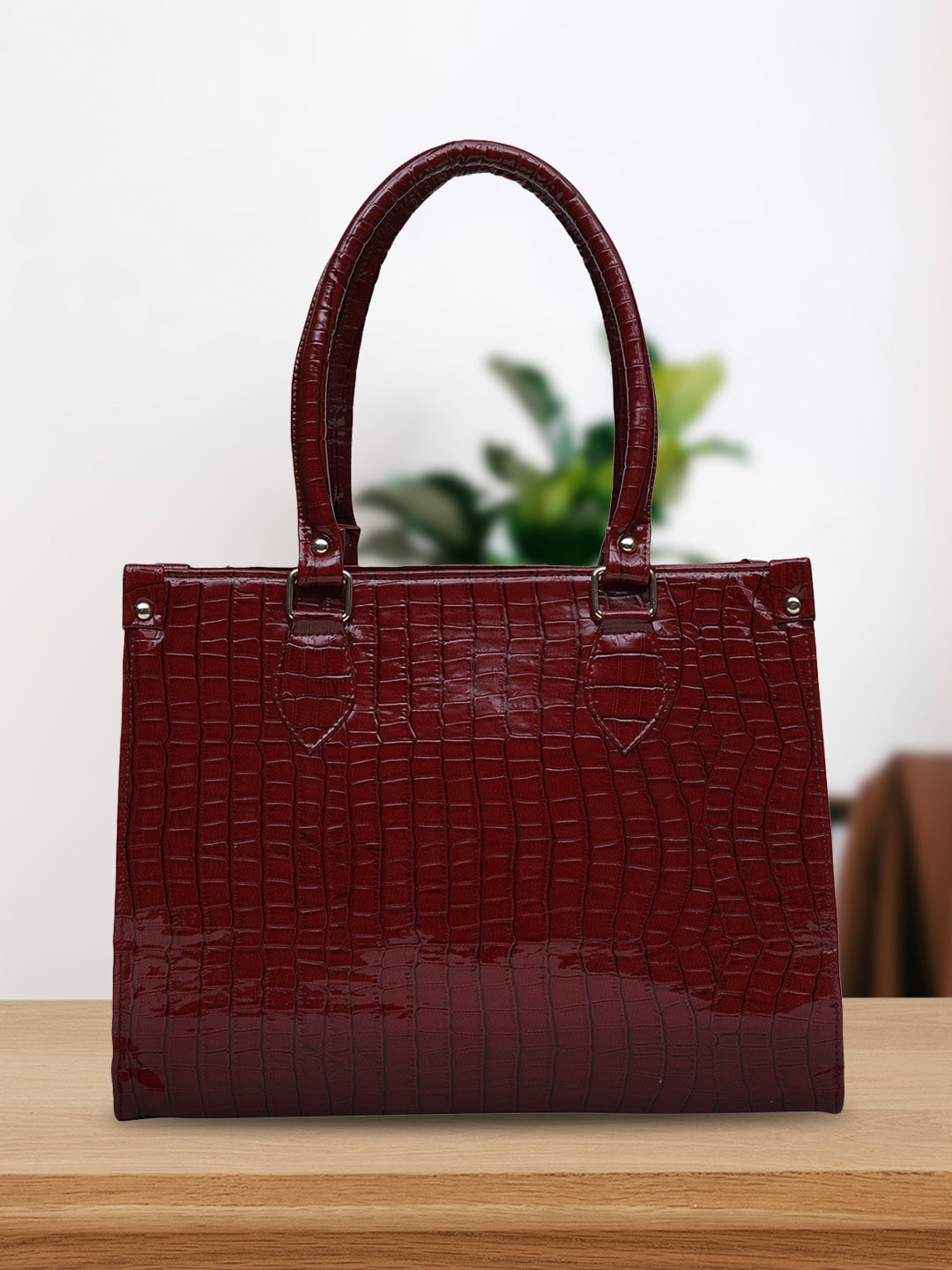 

MINI WESST Textured Shopper Handheld Bag, Red