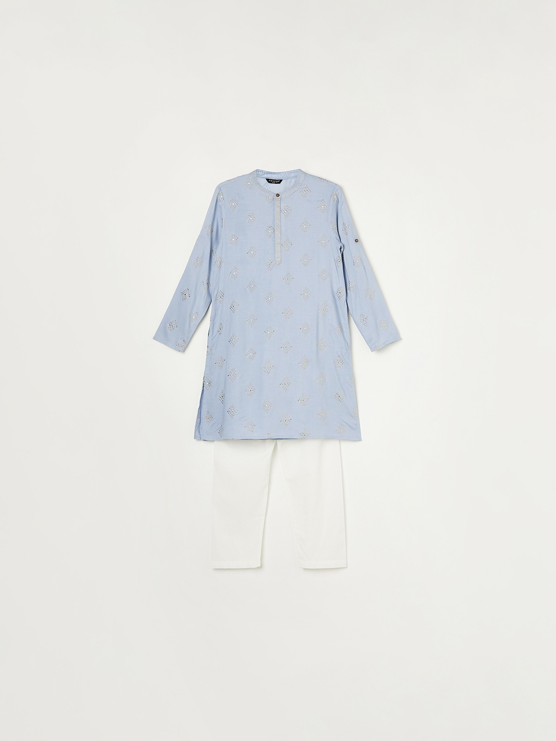 

Melange by Lifestyle Boys Ethnic Motifs Emmbellished Straight Kurta with Trousers, Blue