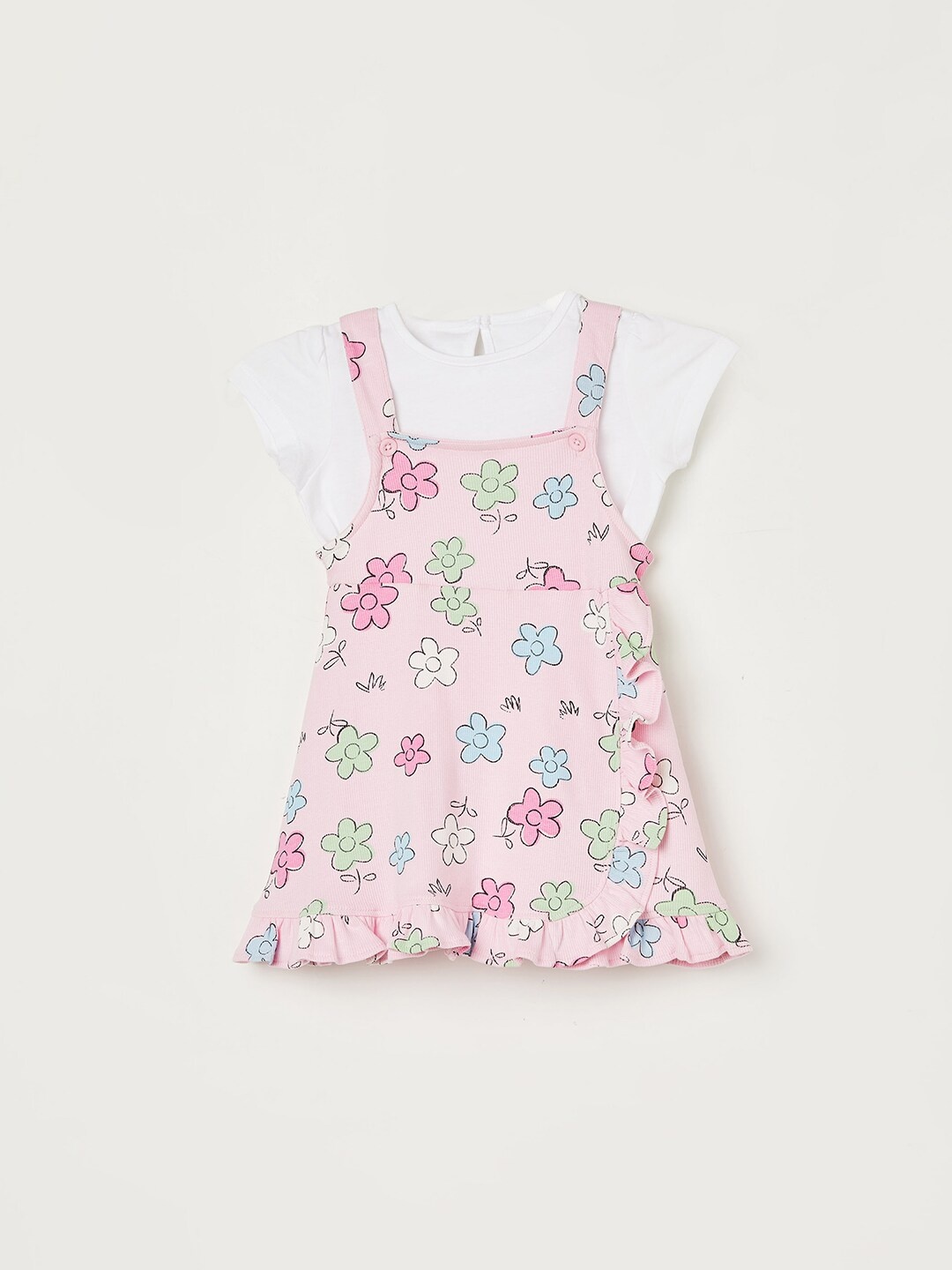 

Juniors by Lifestyle Girls Floral Printed Sleeveless Cotton Pinafore Dress, Pink