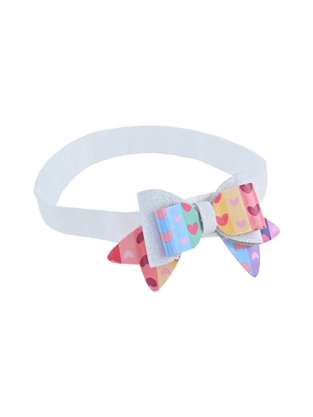 

Aye Candy Girls Striped & Heart Bow Headband, White