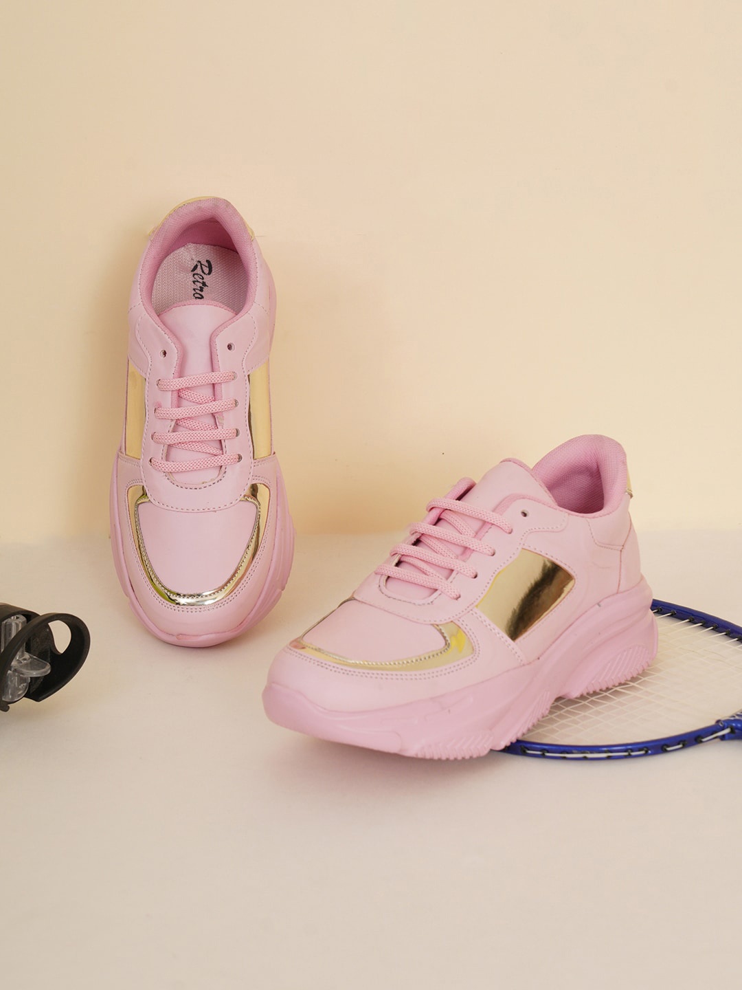 

Retro Walk Women Colourblocked Memory Foam Lightweight Sneakers, Pink
