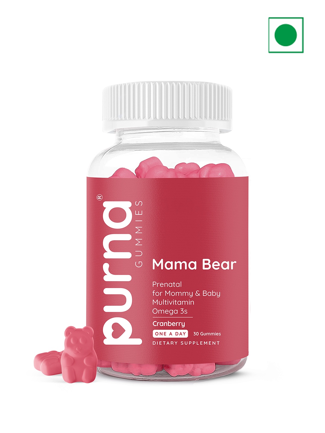 

Purna Gummies Mama Bear Multivitamin Cranberry Flavor Gummies - 30 Pieces, Red