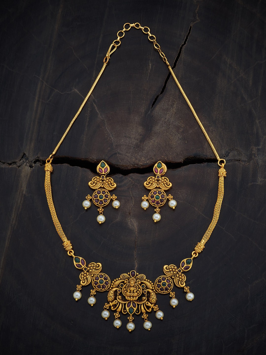 

Kushal's Fashion Jewellery Gold-Plated Stone-Studded & Beaded Jewellery Set