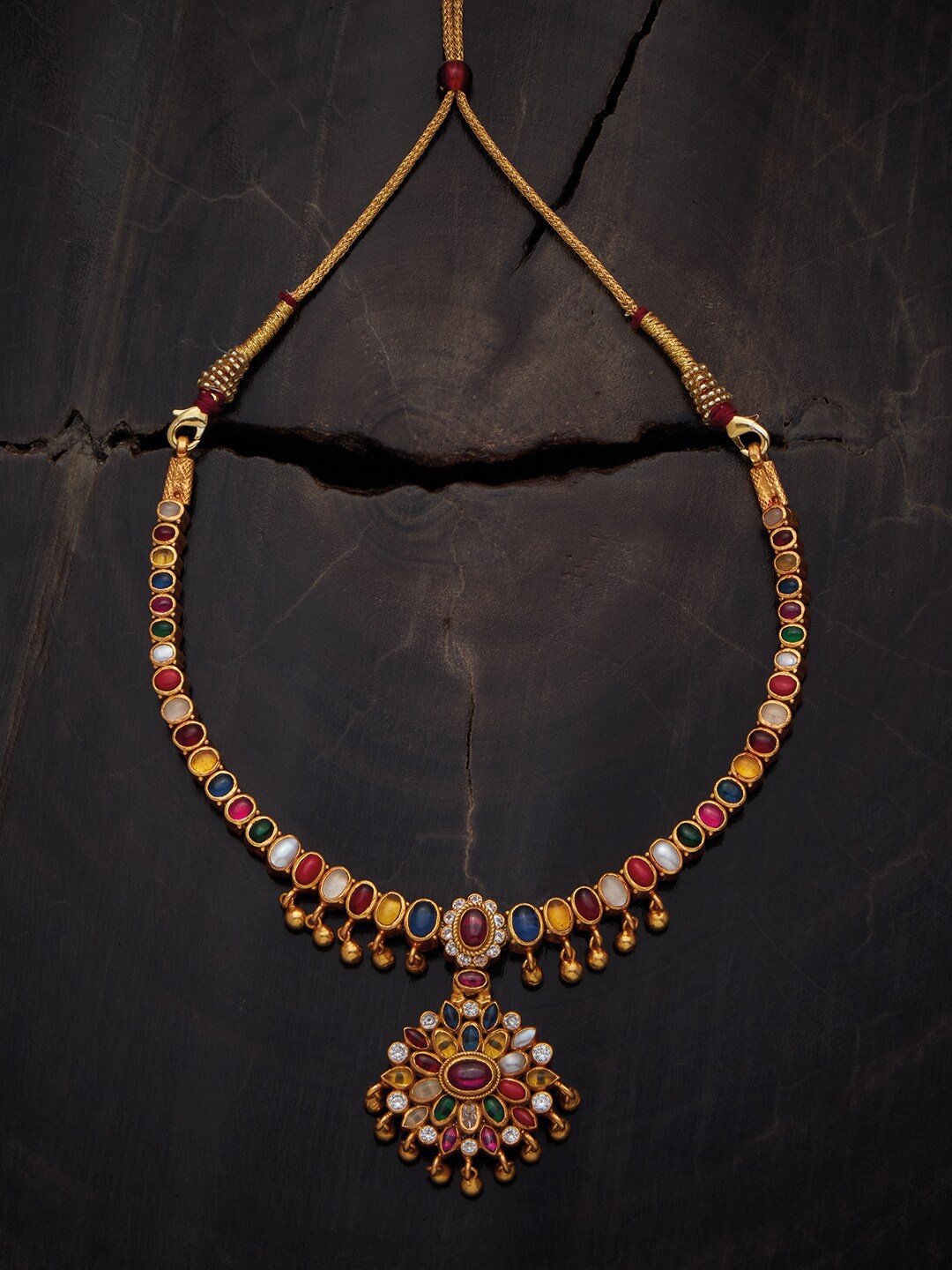 

Kushal's Fashion Jewellery 92.5 Pure Silver Gold-Plated Temple Necklace