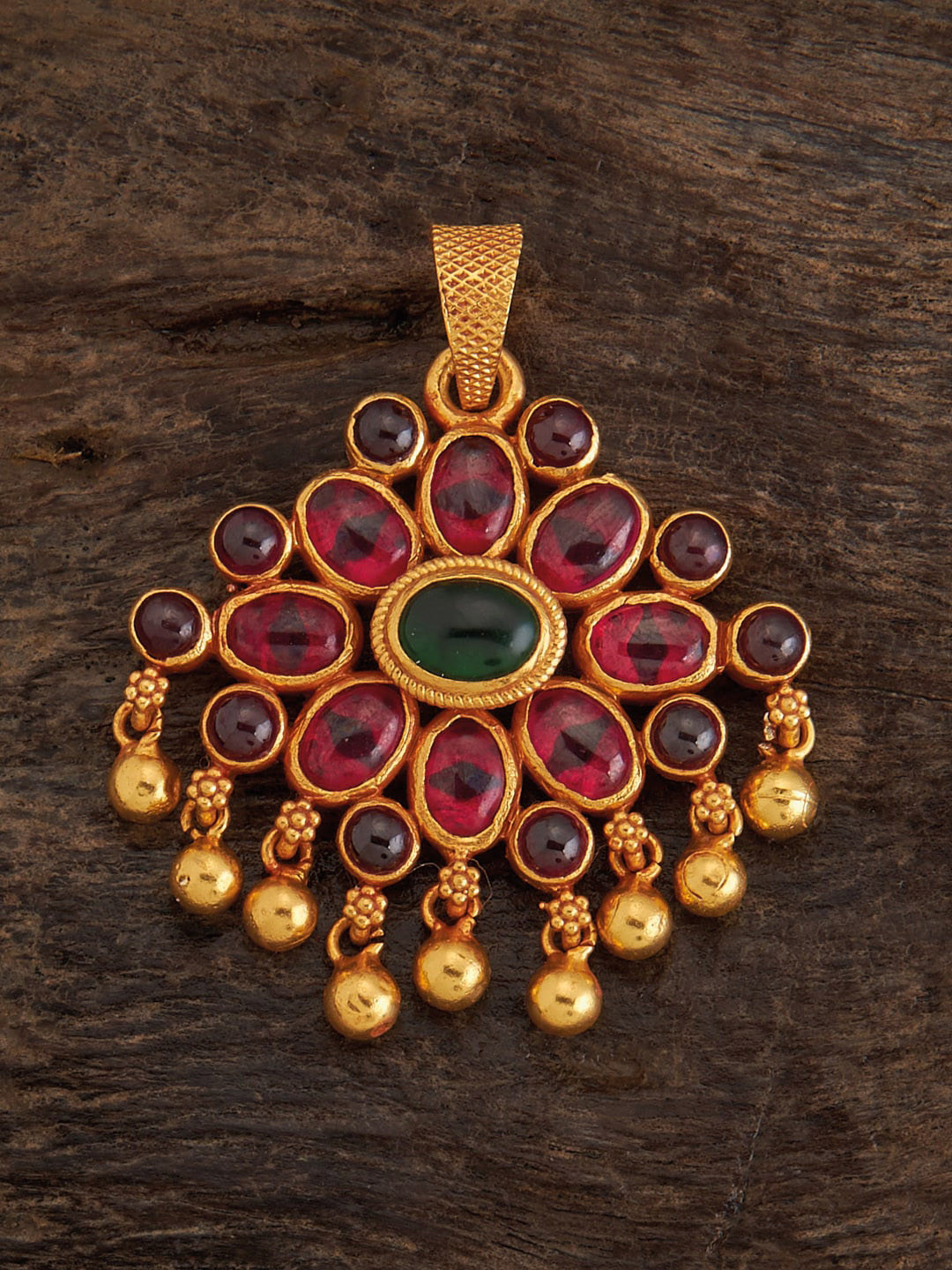 

Kushal's Fashion Jewellery 92.5 Pure Silver Stone Studded Pendant, Gold