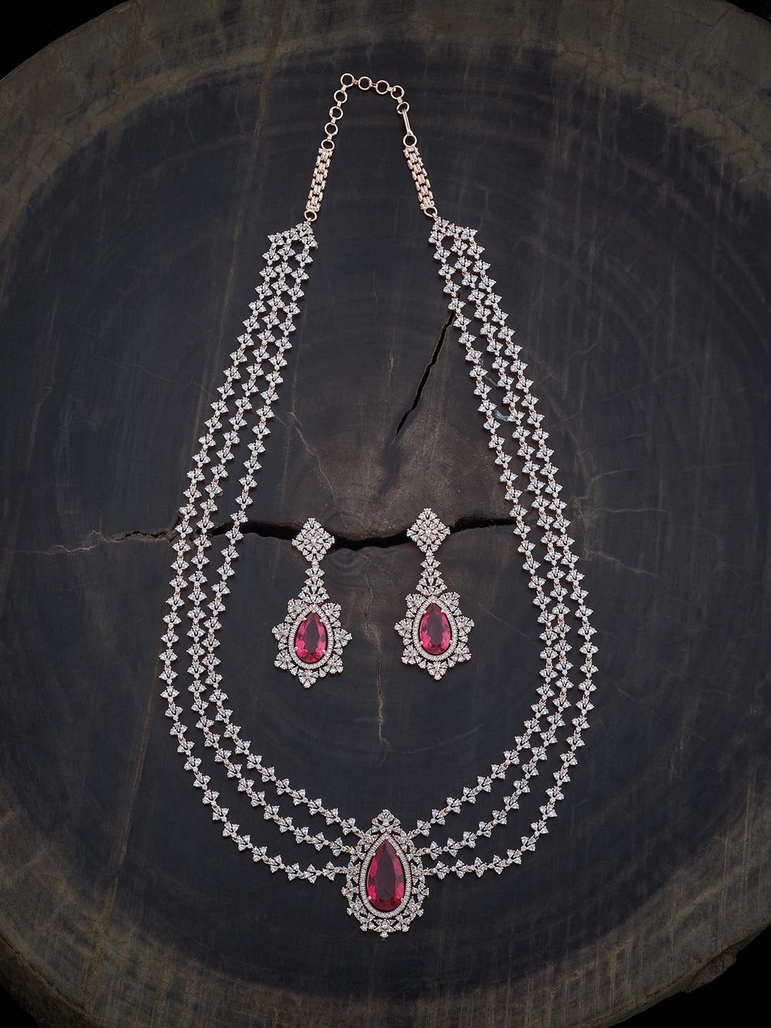 

Kushal's Fashion Jewellery Rose Gold-plated Zircon-studded Jewellery Set