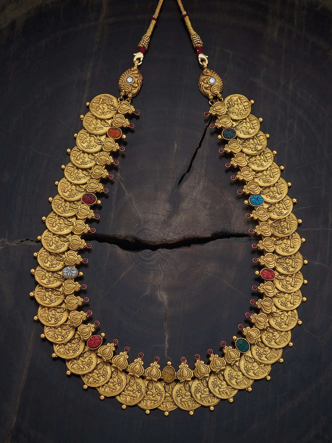 

Kushal's Fashion Jewellery Gold-Plated 92.5 Pure Silver Stone-Studded Temple Necklace