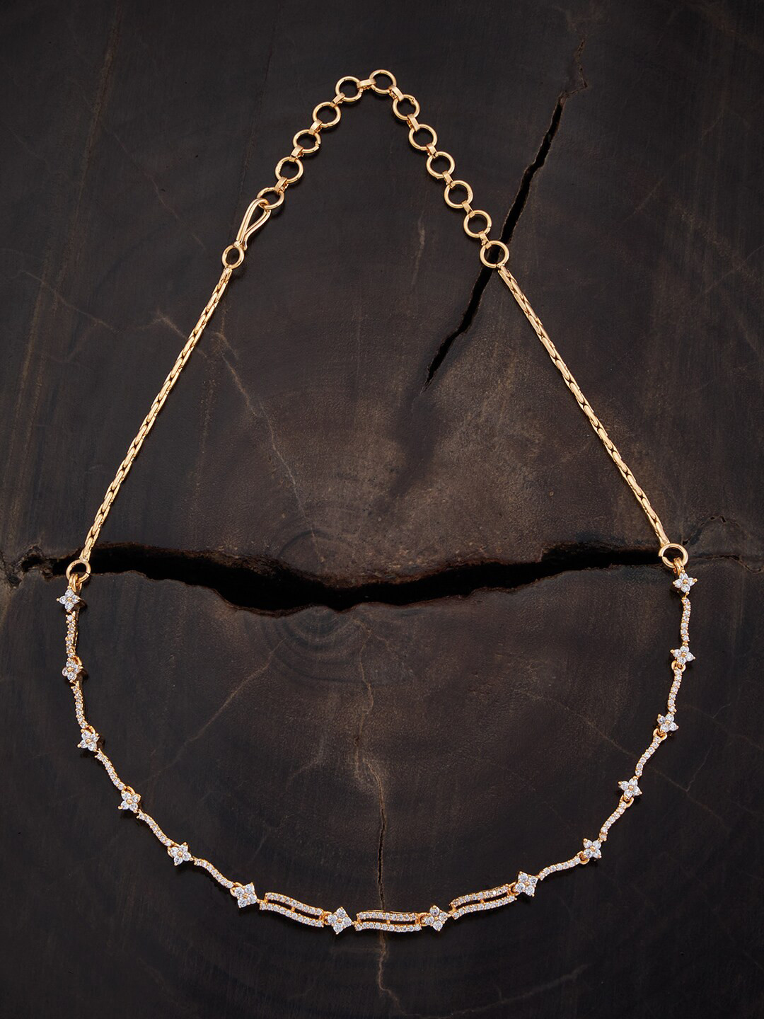 

Kushal's Fashion Jewellery Gold-Plated Zircon-Studded Copper Necklace