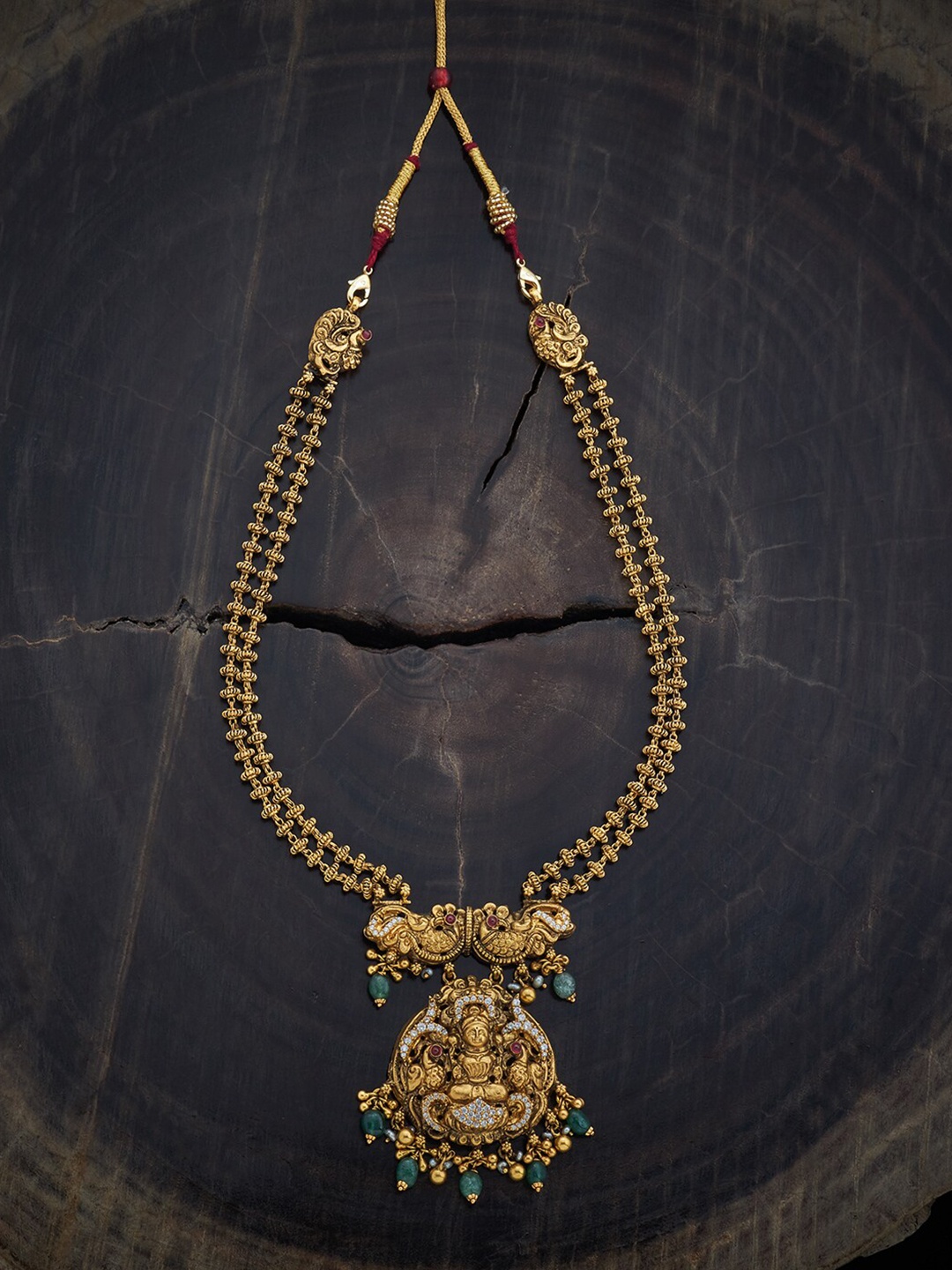 

Kushal's Fashion Jewellery 92.5 Pure Silver Gold-Plated Stone Studded & Beaded Necklace