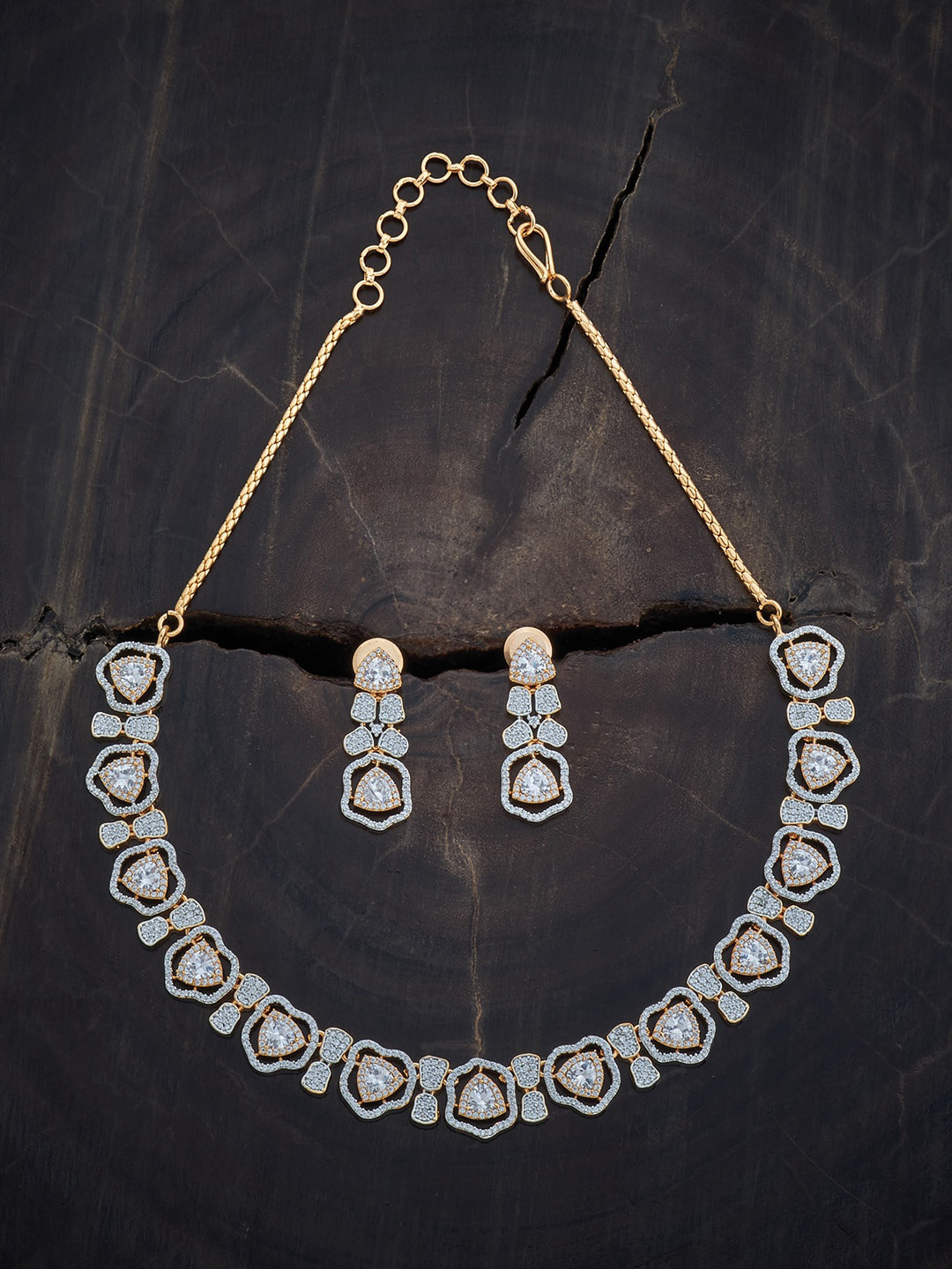 

Kushal's Fashion Jewellery Rhodium-Plated Zircon-studded Jewellery Set, Silver