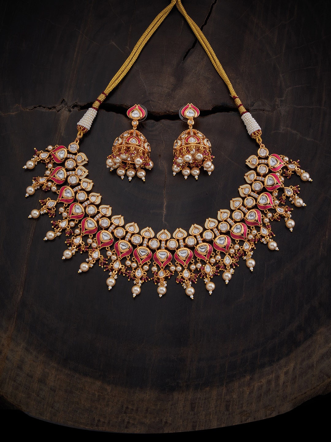 

Kushal's Fashion Jewellery Kundan-Studded & Beaded Jewellery Set, Gold