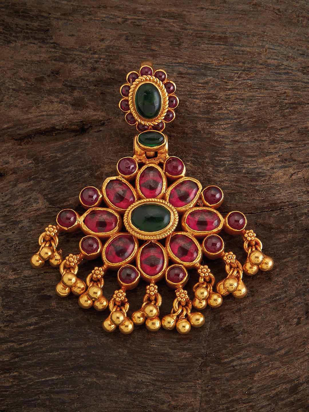 

Kushal's Fashion Jewellery 92.5 Pure Silver Gold-Plated Stone-Studded Pendant