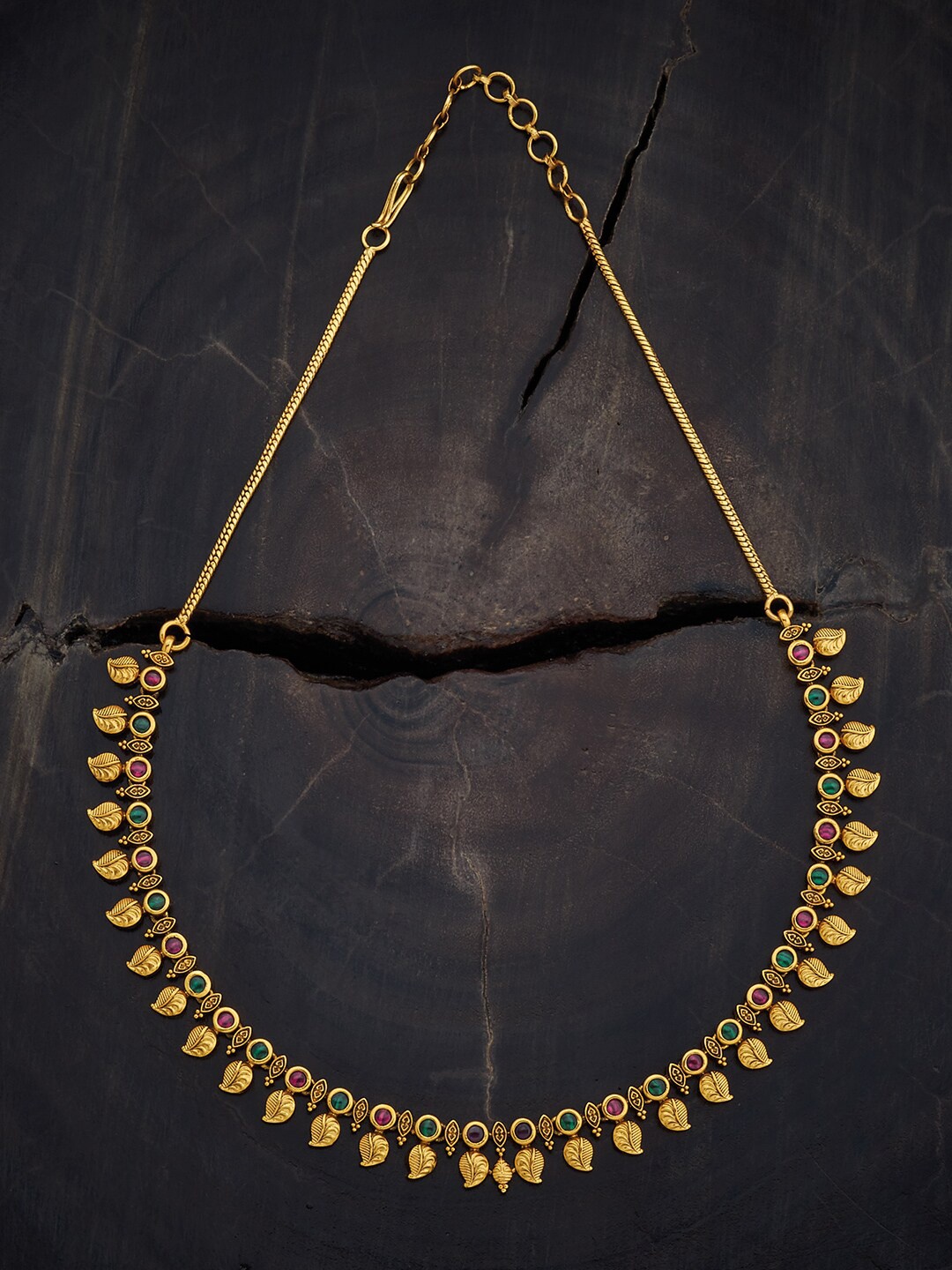 

Kushal's Fashion Jewellery Silver Gold-Plated Antique Necklace