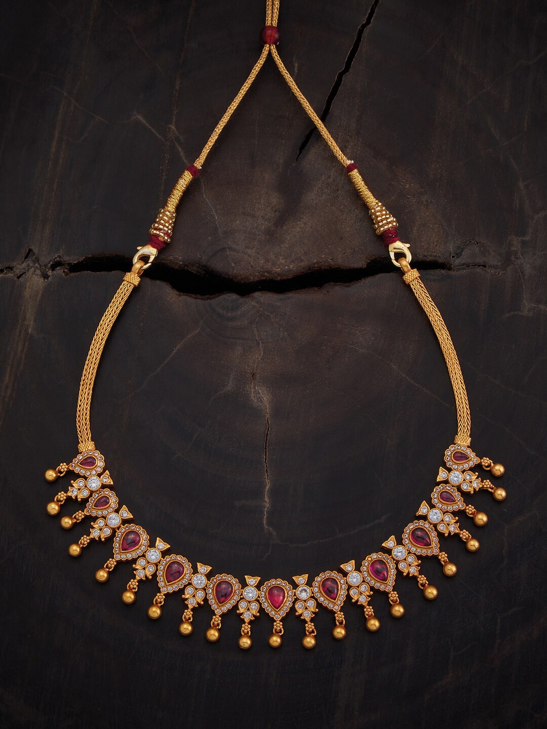 

Kushal's Fashion Jewellery 92.5 Pure Silver Temple Necklace, Gold