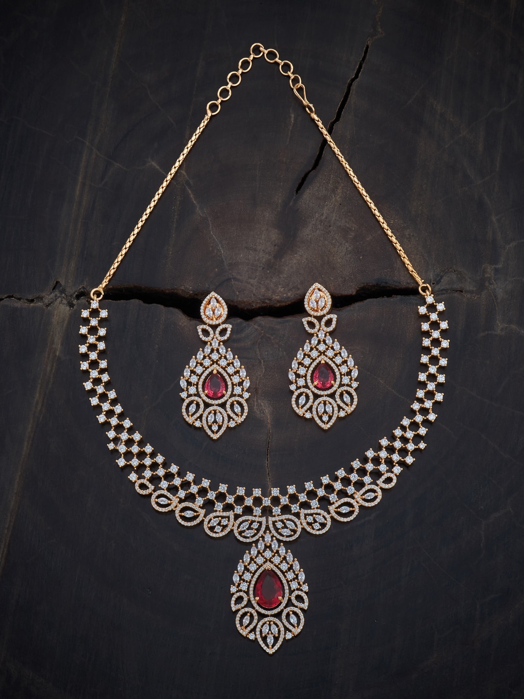 

Kushal's Fashion Jewellery Gold-Plated Cubic Zirconia-Studded Jewellery Set