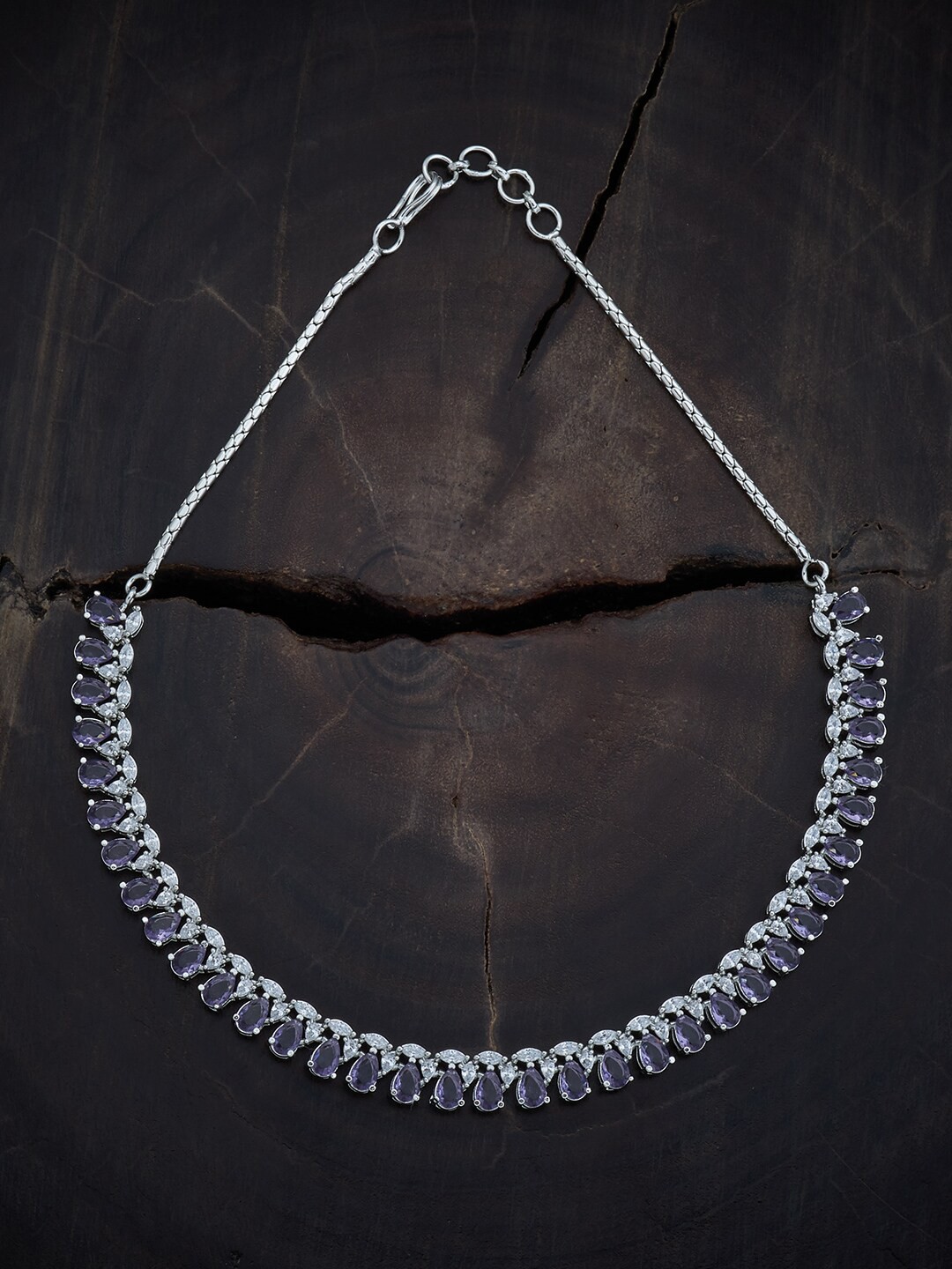 

Kushal's Fashion Jewellery Rhodium-Plated Cubic Zirconia Necklace, Silver