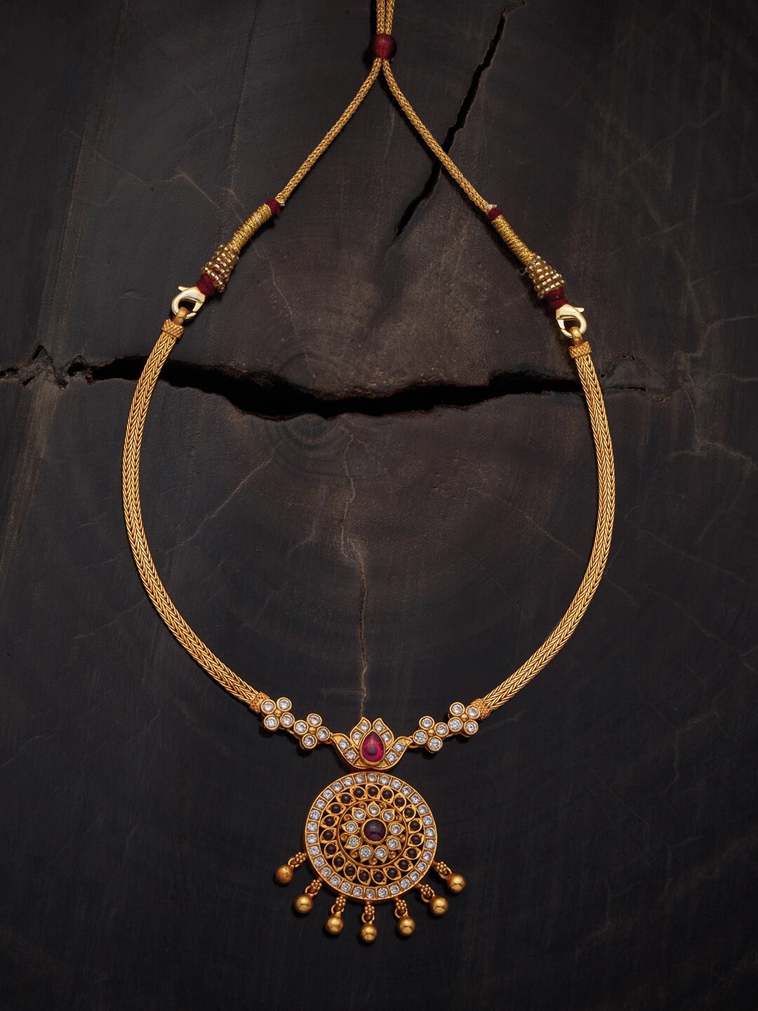

Kushal's Fashion Jewellery 92.5 Pure Silver Temple Necklace, Gold