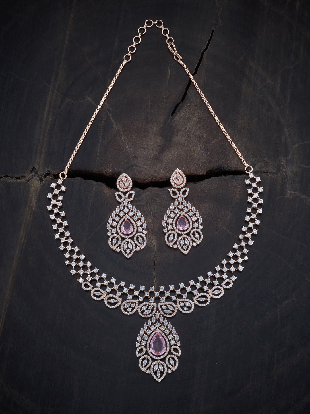

Kushal's Fashion Jewellery Rose-Gold-Plated Cubic Zirconia-Studded Jewellery Set
