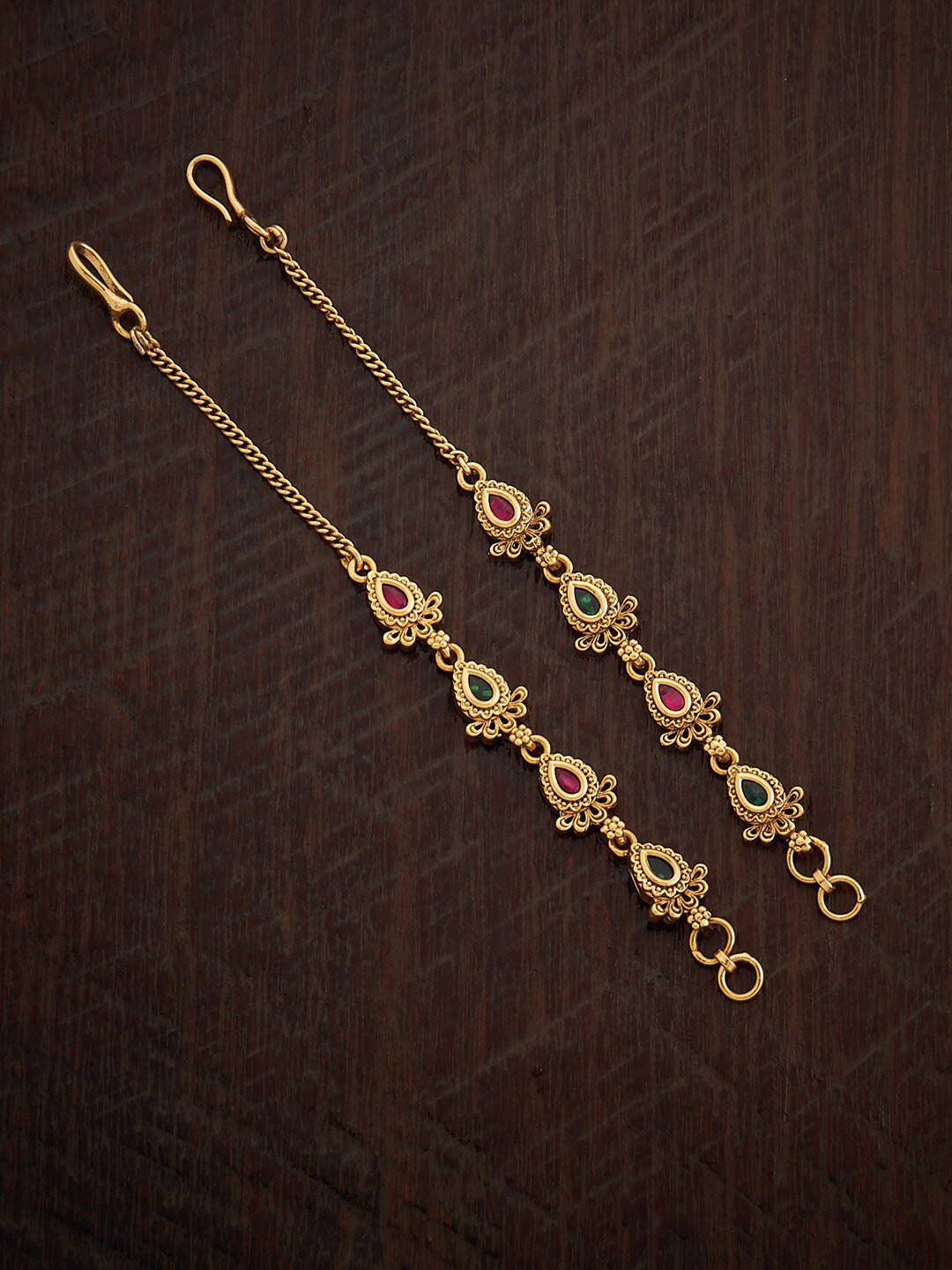 

Kushal's Fashion Jewellery Women Gold-Plated Stone-Studded Ethnic Antique Matil
