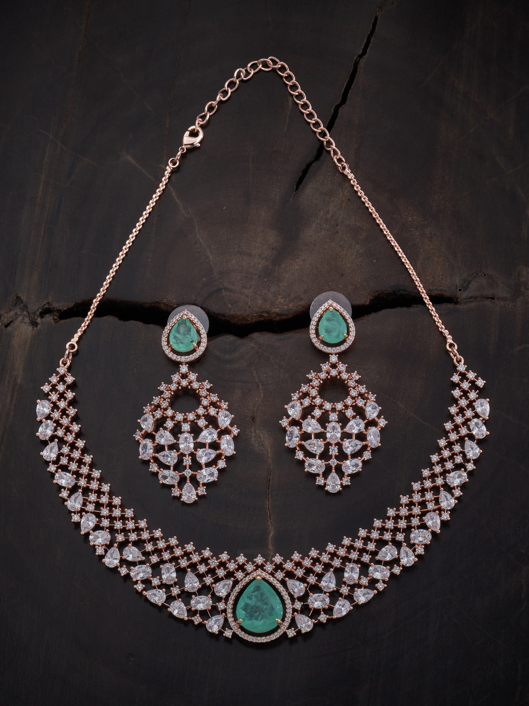 

Kushal's Fashion Jewellery Rose-Gold-Plated CZ-Studded Jewellery Set
